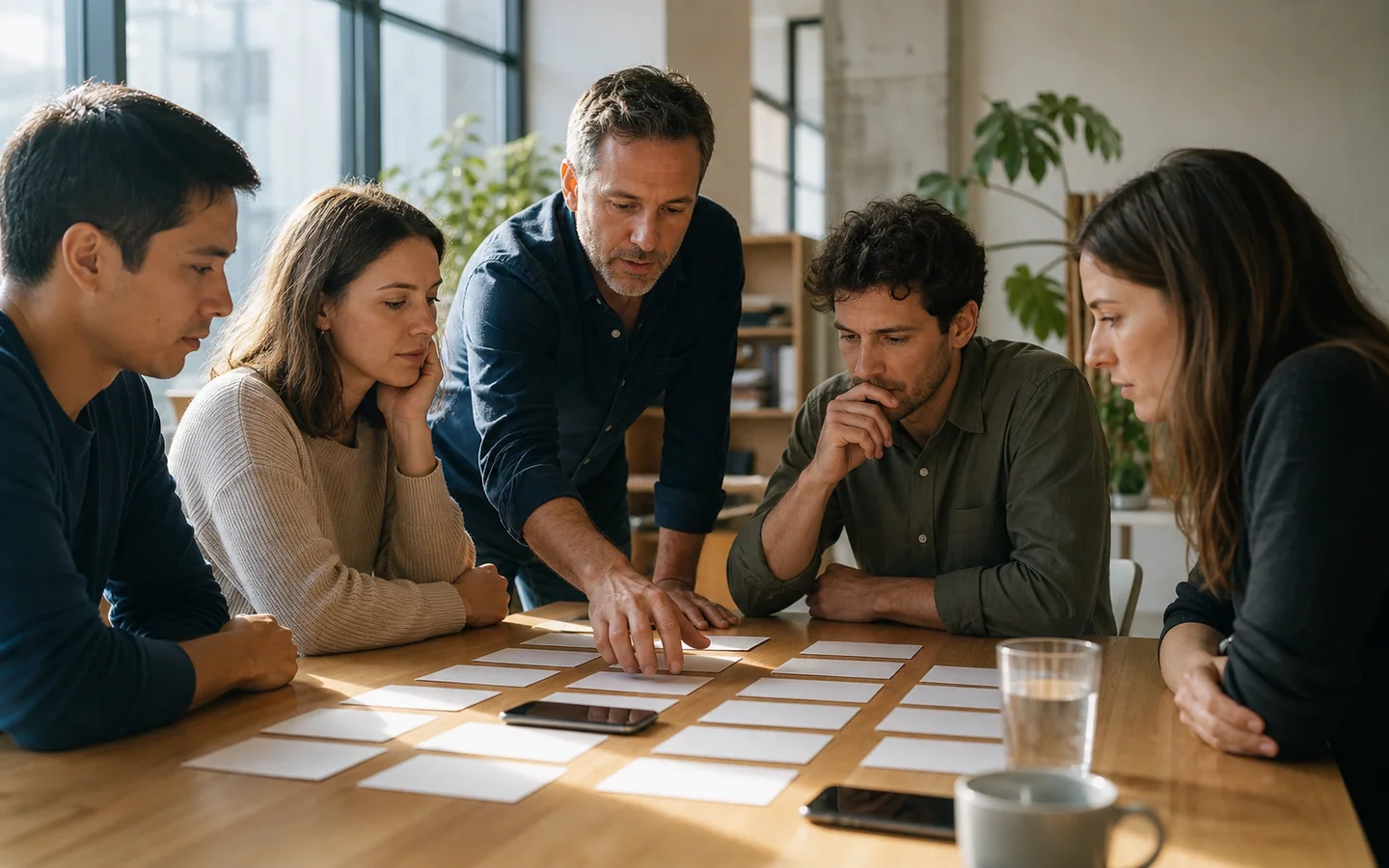 Equipo comercial reconstruyendo los puntos de contacto de una venta