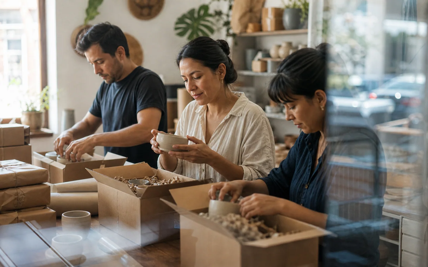 Emprendedora mexicana preparando pedidos de su marca local